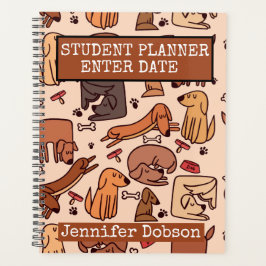 Student Planner met kleurrijke tekenfilmhonden