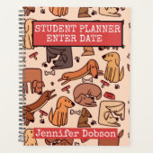 Student Planner met kleurrijke tekenfilmhonden (Voorkant)