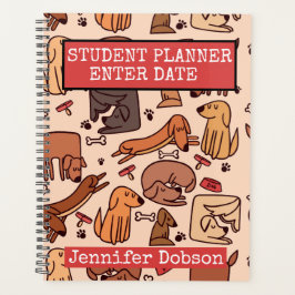 Student Planner met kleurrijke tekenfilmhonden