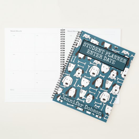 Student Planner met kleurrijke tekenfilmhonden (Display)