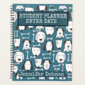 Student Planner met kleurrijke tekenfilmhonden (Voorkant)