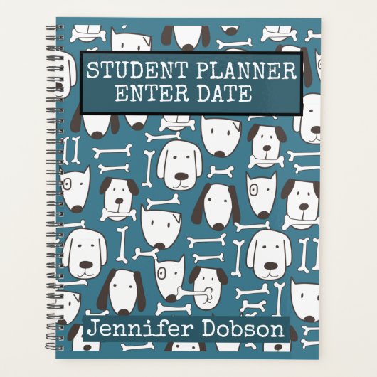 Student Planner met kleurrijke tekenfilmhonden (Voorkant)