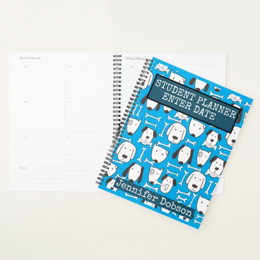 Student Planner met kleurrijke tekenfilmhonden (Display)
