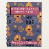 Student Planner met kleurrijke tekenfilmhonden (Voorkant)