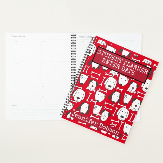 Student Planner met kleurrijke tekenfilmhonden (Display)