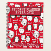 Student Planner met kleurrijke tekenfilmhonden (Voorkant)