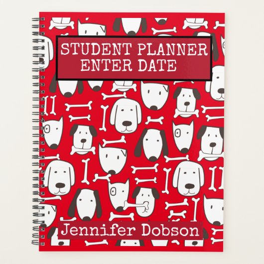 Student Planner met kleurrijke tekenfilmhonden (Voorkant)