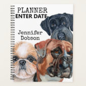 Student Planner met waterverf honden (Voorkant)