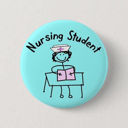 Student Stick Lady Gifts Ronde Button 5,7 Cm (Voorkant)