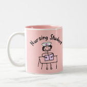 Student Stick Lady Gifts Tweekleurige Koffiemok (Links)