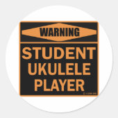Student Ukulele Player Ronde Sticker (Voorkant)
