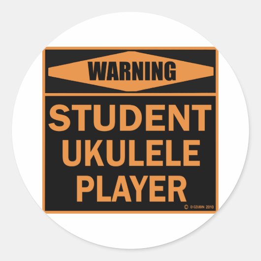 Student Ukulele Player Ronde Sticker (Voorkant)