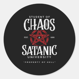 Student van chaos satanische universiteit covens v ronde sticker