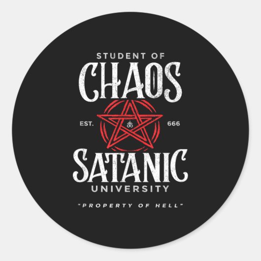 Student van chaos satanische universiteit covens v ronde sticker (Voorkant)