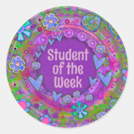 Student van de Week Paarse Docent Ronde Sticker