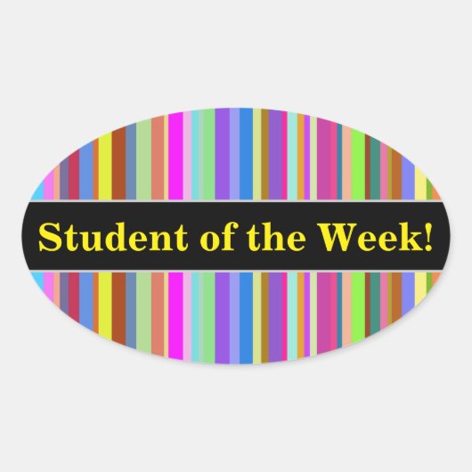 "Student van de week!" + Stripes van verschillende Ovale Sticker (Voorkant)