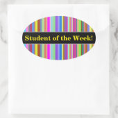 "Student van de week!" + Stripes van verschillende Ovale Sticker (Tas)