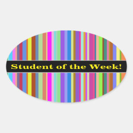 "Student van de week!" + Stripes van verschillende Ovale Sticker