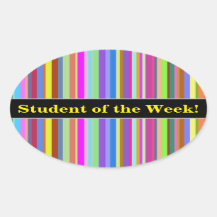 "Student van de week!" + Stripes van verschillende Ovale Sticker