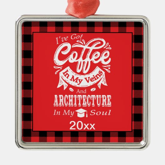 Student van het Architectuurcollege Rood Pset-mas Metalen Ornament (Voorkant)