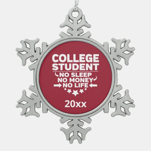 Student van het college Geen Slaap-leven Kardinaal Tin Sneeuwvlok Ornament (Voorkant)