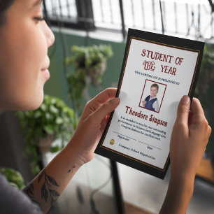 Student van het jaar fotocertificaat op maat