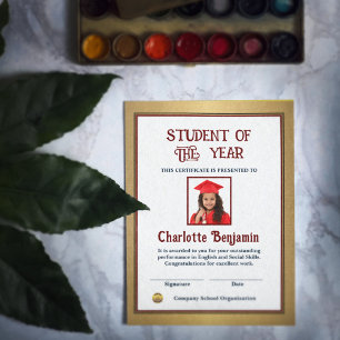 Student van het jaar fotocertificaat op maat