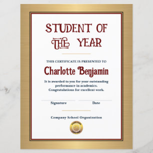 Student van het jaartal Achievement Certificate Cu