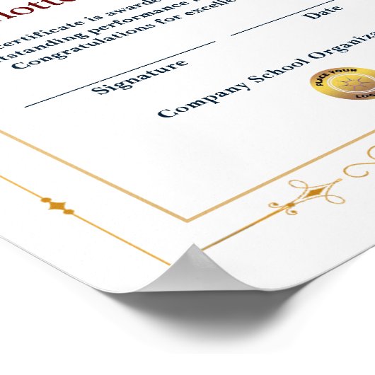 Student van het jaartal Achievement Certificate Cu Poster (Hoek)