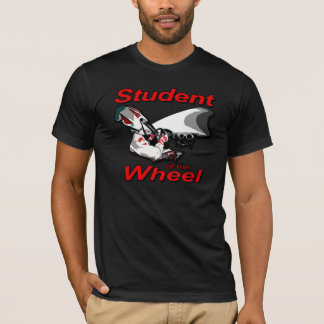 Student van het wiel (rood grafisch) t-shirt