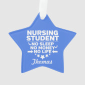 Student verpleegkunde geen leven of geld ornament (achterkant)