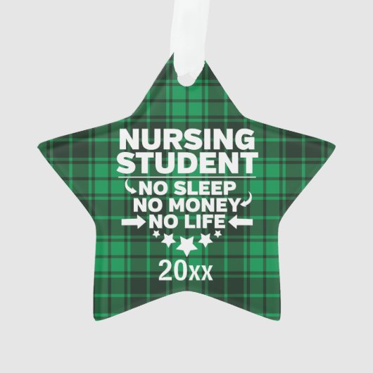 Student Verpleegkunde Geen Slaap-geld Leven Groen  Ornament (achterkant)