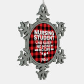 Student Verpleegkunde Geen Slaap-geld Leven Rood G Tin Sneeuwvlok Ornament (Links)