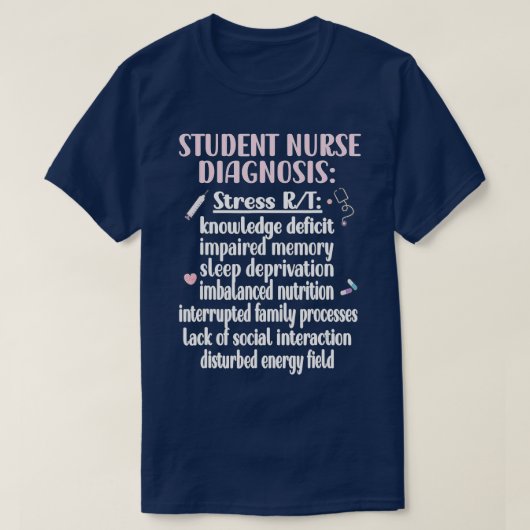 Student verpleegkunde verpleegkundige School Stude T-shirt (Design voorkant)