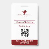 Student Verpleegkundige DNP Rode Foto QR Code Badge (Achterkant)