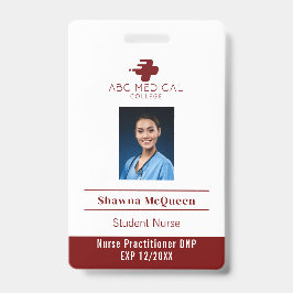 Student Verpleegkundige DNP Rode Foto QR Code Badge