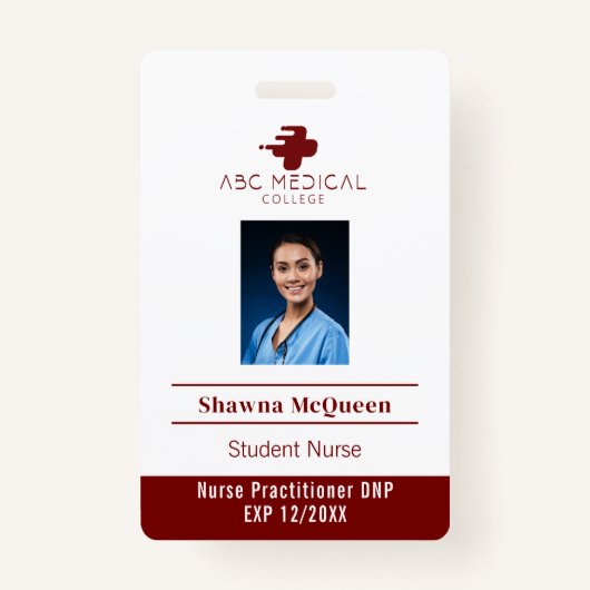 Student Verpleegkundige DNP Rode Foto QR Code Badge (Voorkant)
