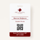 Student Verpleegkundige DNP Rode Foto QR Code Badge (Achterkant)