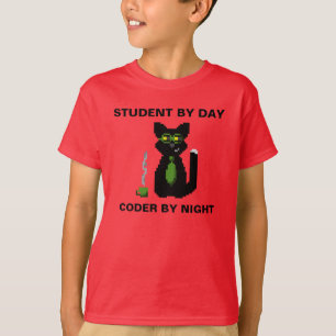 Student voor dag - Coder voor nachtkat-Shirt T-shirt