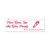 Student Werk Review & Educator Naam Rubber Stamp Zelfinktende Stempel (Design)