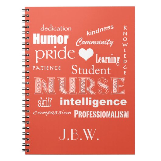 Student zurse-Attributes+Heart/Monogram Notitieboek (Voorkant)