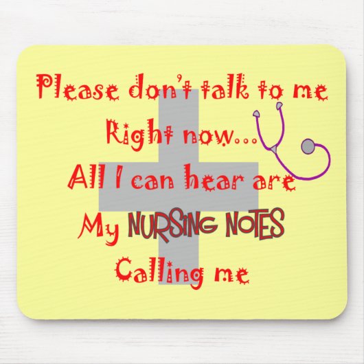 Student zurse "Nursing Notes" Funny T-shirt Muismat (Voorkant)