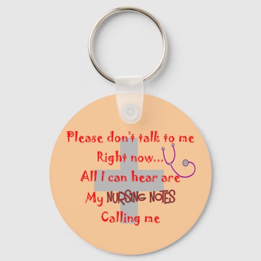 Student zurse "Nursing Notes" Funny T-shirt Sleutelhanger (Voorkant)