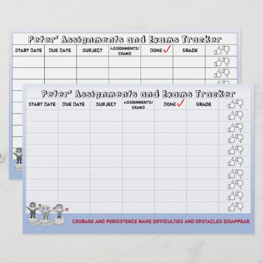 Studentaken en examentracerer-blauw briefpapier (Voorkant / Achterkant)