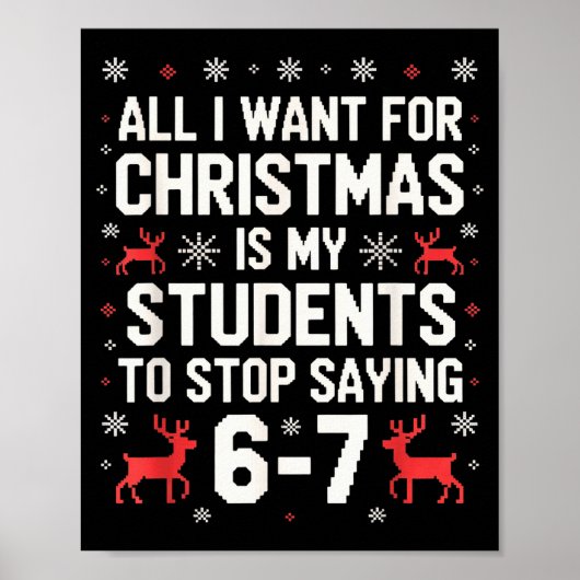 Studenten die 6-7 67 Zes Zeven Grappige Leraar Ker Poster (Voorkant)