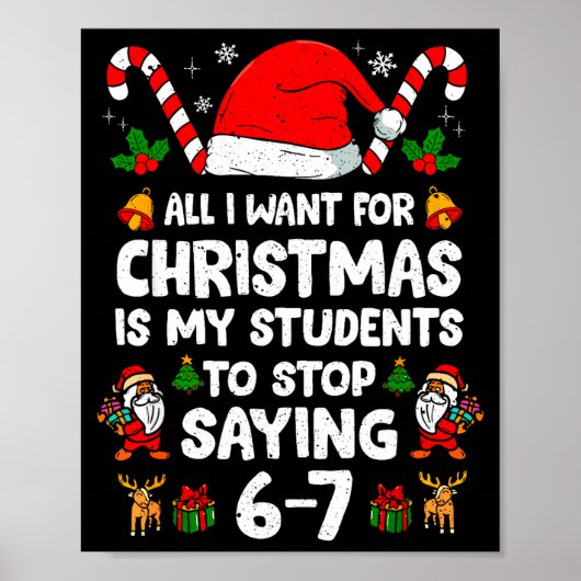 Studenten die 6-7 67 Zes Zeven Grappige Leraar Ker Poster (Voorkant)