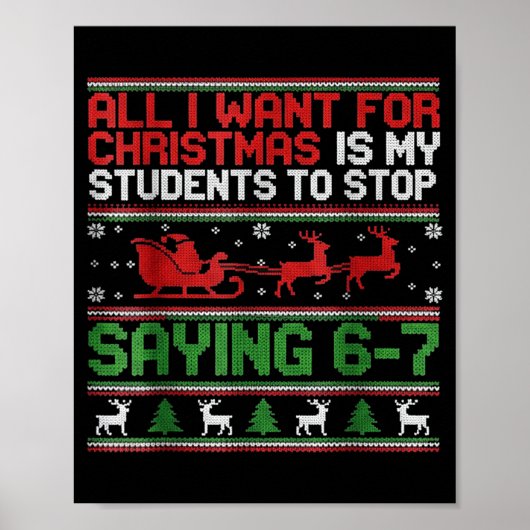 Studenten die 6-7 67 Zes Zeven Grappige Leraar Ker Poster (Voorkant)
