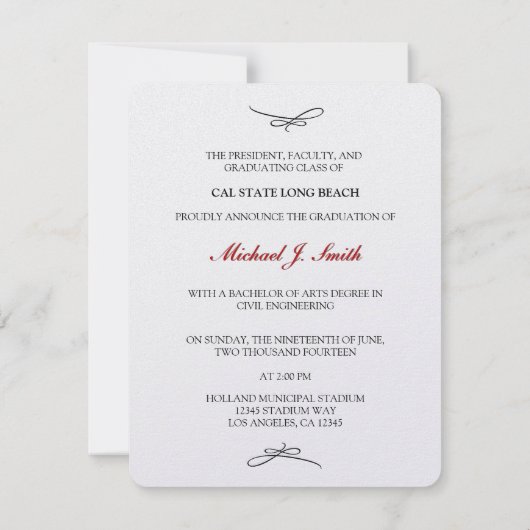 Studenten en klasklassen van het college 2014 kaart (Achterkant)