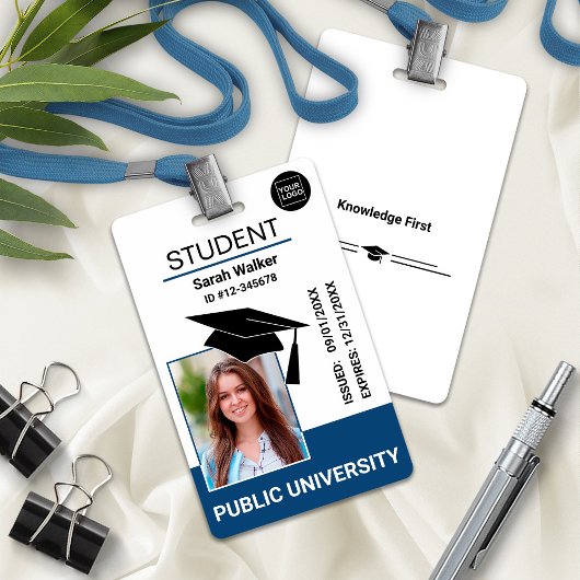 Studenten Foto ID School Universiteit Badge – Blau