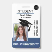Studenten Foto ID School Universiteit Badge – Blau (Voorzijde)